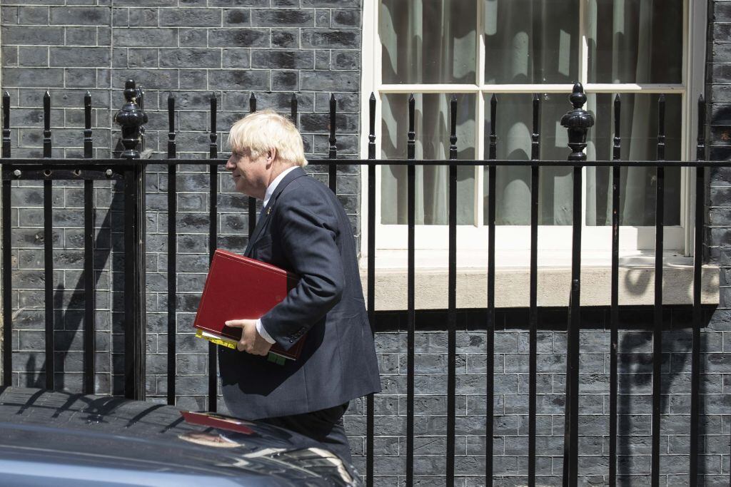 El aún primer ministro británico Boris Johnson en la ciudad de Londres