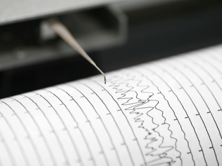 Cropped detail shot of seismometer printing line