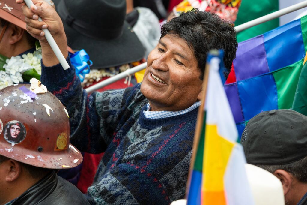 El expresidente boliviano Evo Morales junto a sus seguidores en La Paz