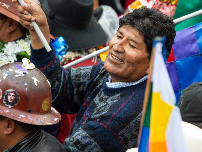 El expresidente boliviano Evo Morales junto a sus seguidores en La Paz