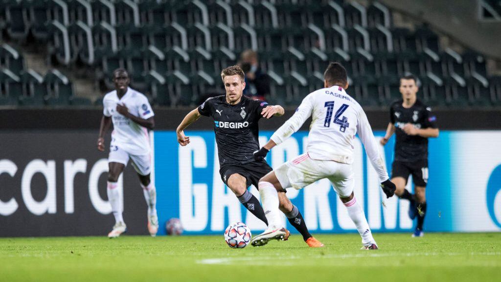 MOENCHENGLADBACH, GERMANY - OCTOBER 27: Patrick Herrmann of Borussia Moenchengladbach in action during the Group B - UEFA Champions League match between Borussia Moenchengladbach and Real Madrid at Borussia-Park on October 27, 2020 in Moenchengladbach, Germany. (Photo by Christian Verheyen/Borussia Moenchengladbach via Getty Images)