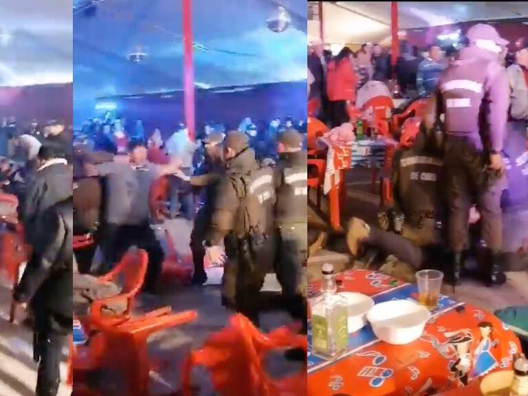 Un carabinero fue agredido: registran violenta pelea a sillazos en fondas de Curicó