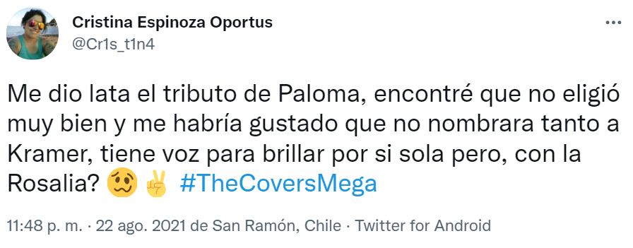 Opinión televidente sobre actuación de Paloma Soto en «The Covers»