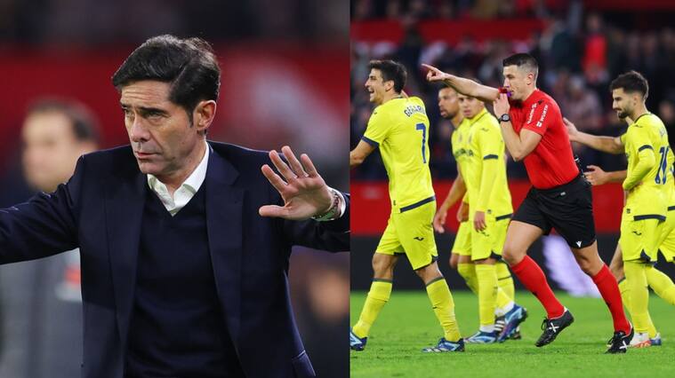 Marcelino García Toral y el cuestionado árbitro del Sevilla-Villarreal, Isidro Díaz de Mera.