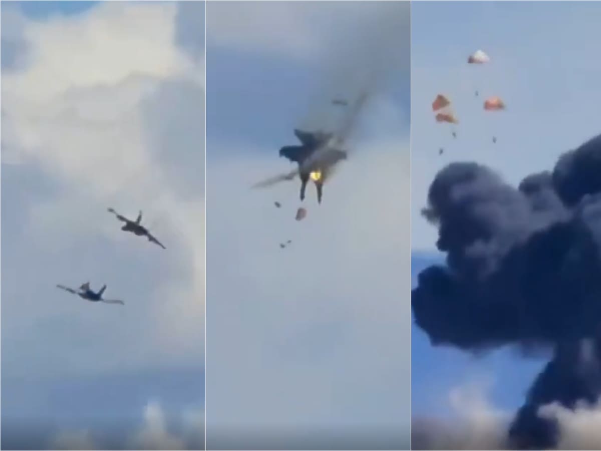 Dos aviones de combate chocan en el aire en plena exhibición aérea de Estados Unidos
