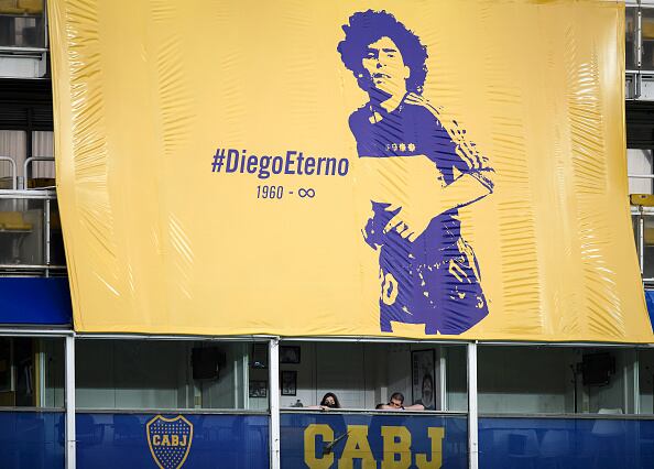 Dalma Maradona en el palco de su padre en La Bombonera