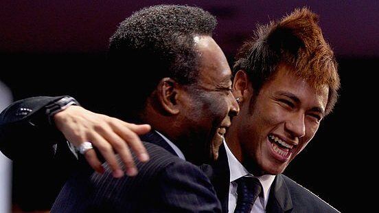 ZURICH, SWITZERLAND - JANUARY 09:  FIFA president Joseph S.Blatter welcomes Pele and Neymar of Brazil prior to the FIFA Ballon d'Or Gala 2011 at the Kongresshaus on January 09, 2012 in Zurich, Switzerland.  (Photo by Alexander Hassenstein - FIFA/FIFA via Getty Images)