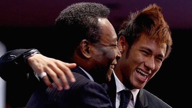 ZURICH, SWITZERLAND - JANUARY 09: FIFA president Joseph S.Blatter welcomes Pele and Neymar of Brazil prior to the FIFA Ballon d'Or Gala 2011 at the Kongresshaus on January 09, 2012 in Zurich, Switzerland. (Photo by Alexander Hassenstein - FIFA/FIFA via Getty Images)