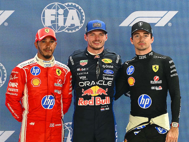 Lewis Hamilton, Max Verstappen y Charles Leclerc