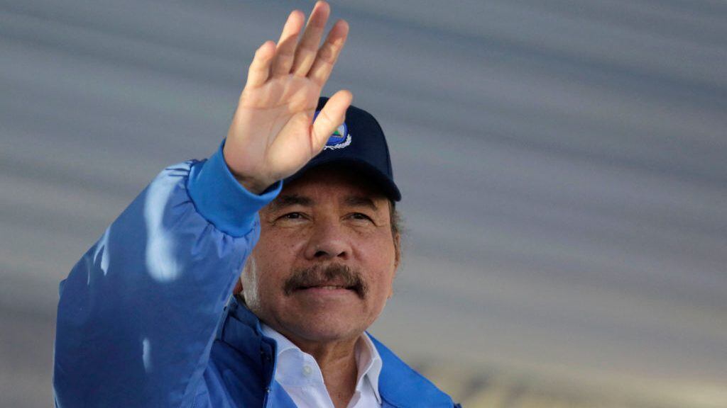 Nicaraguan President Daniel Ortega, waves to supporters during a rally marking the 40th Anniversary of the National Palace's takeover by the Sandinista guerrillas prior to the triumph of the revolution, in Managua on August 22, 2018. (Photo by INTI OCON / AFP) (Photo by INTI OCON/AFP via Getty Images)