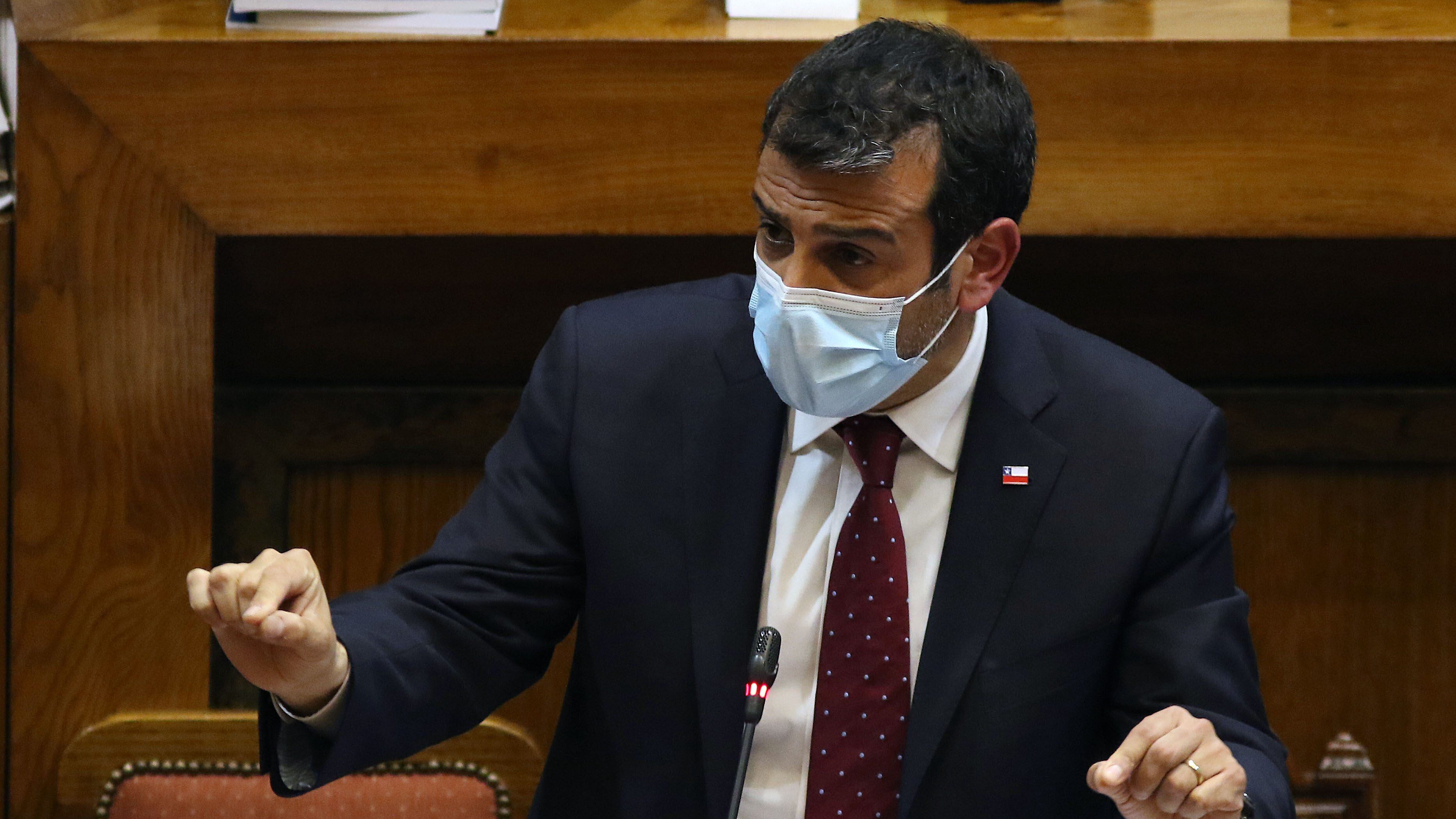 25 DE OCTUBRE DE 2021/VALPARAISOEl ministro Rodrigo Delgado, durante la sesión especial de la Cámara de Diputados, en donde se realiza la interpelación al Ministro del Interior, por la situación de seguridad y migración en el país.
FOTO: LEONARDO RUBILAR CHANDIA/AGENCIAUNO