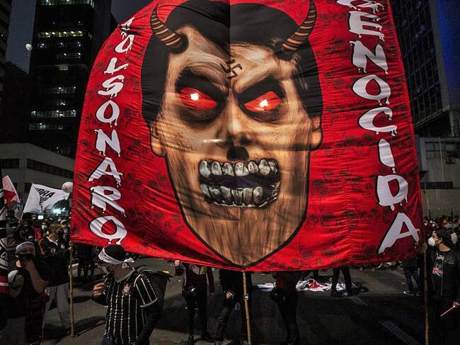 Protesta contra Jair Bolsonaro en Sao Paulo
