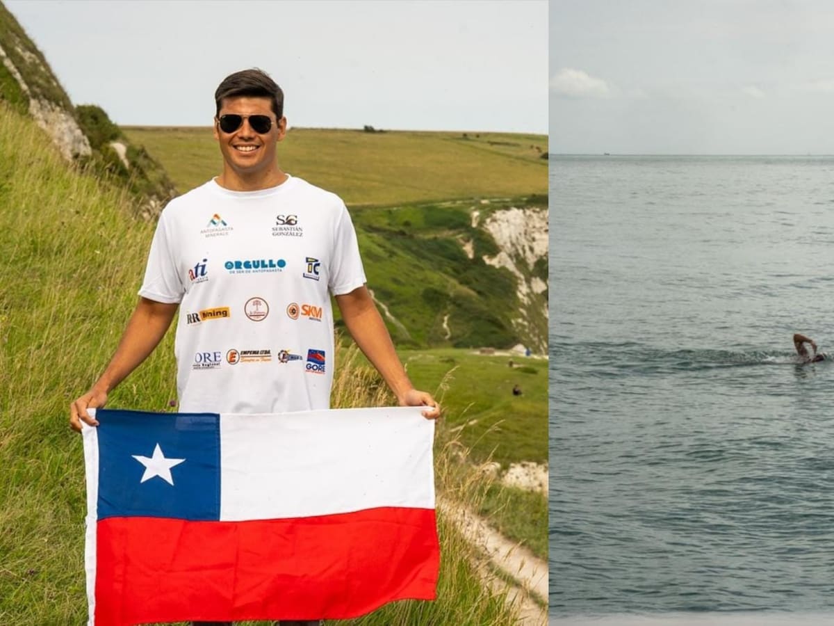 El primer hombre chileno el lograrlo: Sebastián González nadó casi 13 horas y consiguió la Triple Corona de aguas abiertas