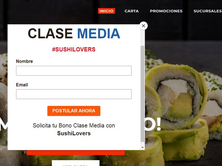 Captura &quot;Bono Clase Media&quot; de Sushi Lovers