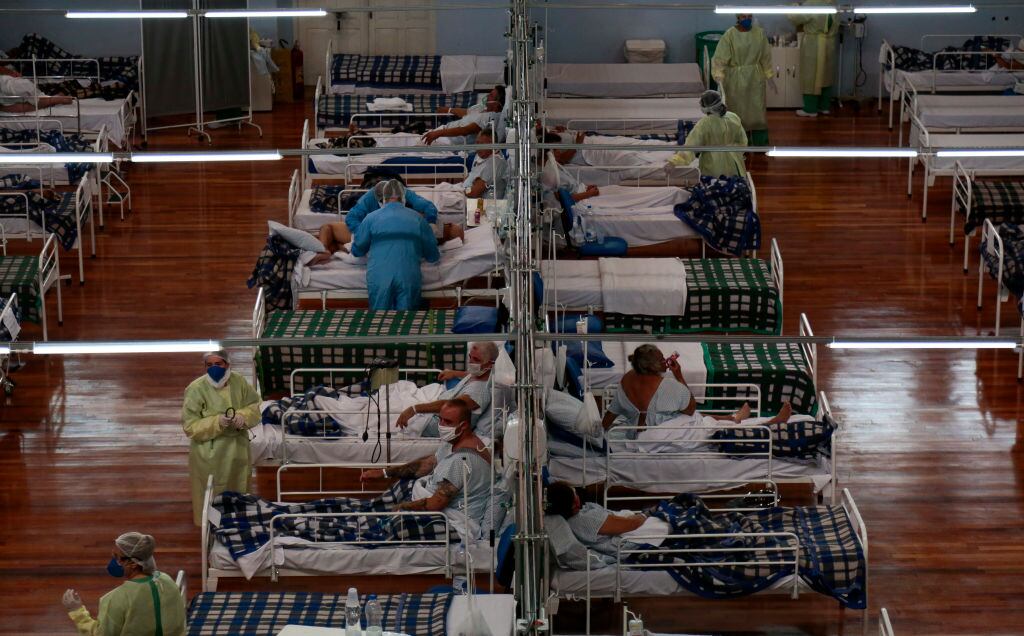 Un gimnasio funciona como hospital por el Covid-19 en Santo Andre