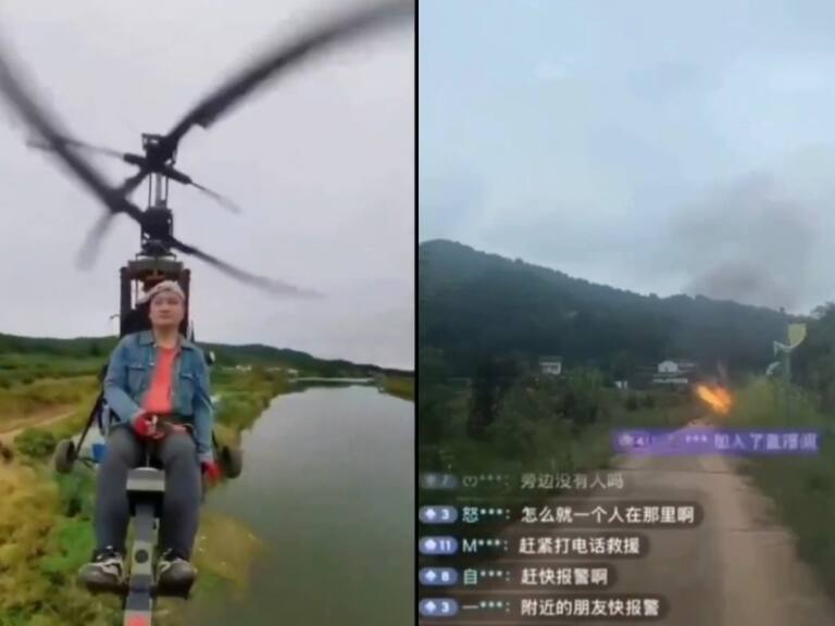 Muere influencer tras estrellarse con su mini helicóptero durante una transmisión en vivo