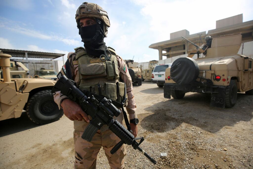 Militares iraquíes vigilan las cercanías de Bagdad