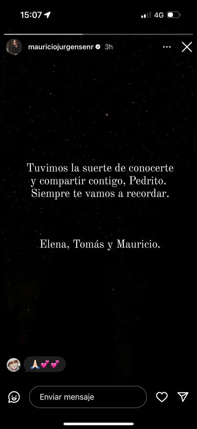 Mauricio Jürgensen vía su storie de Instagram