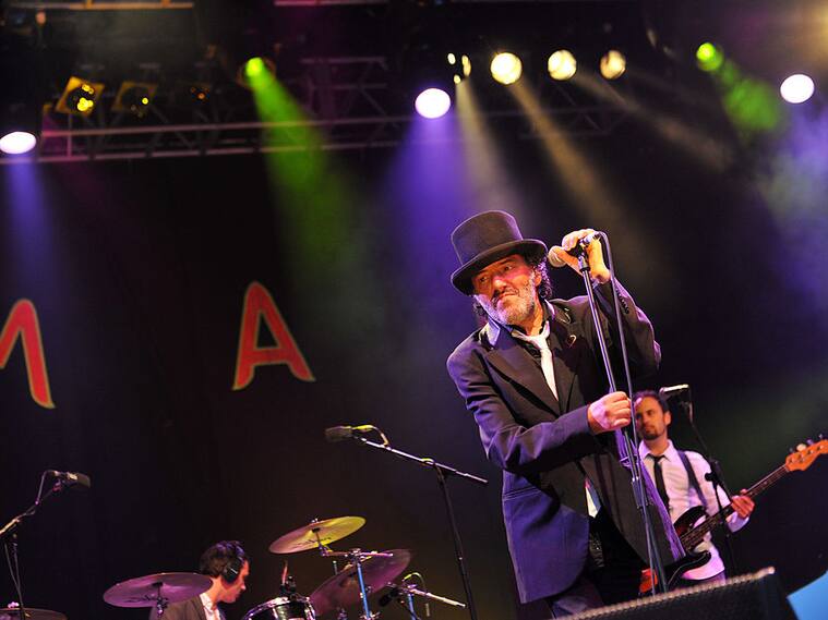 WILTSHIRE, UNITED KINGDOM - JULY 25: Rachid Taha performs on stage during Day 1 of the WOMAD Festival 2013 at Charlton Park on July 25, 2013 in Wiltshire, England. (Photo by C Brandon/Redferns via Getty Images)