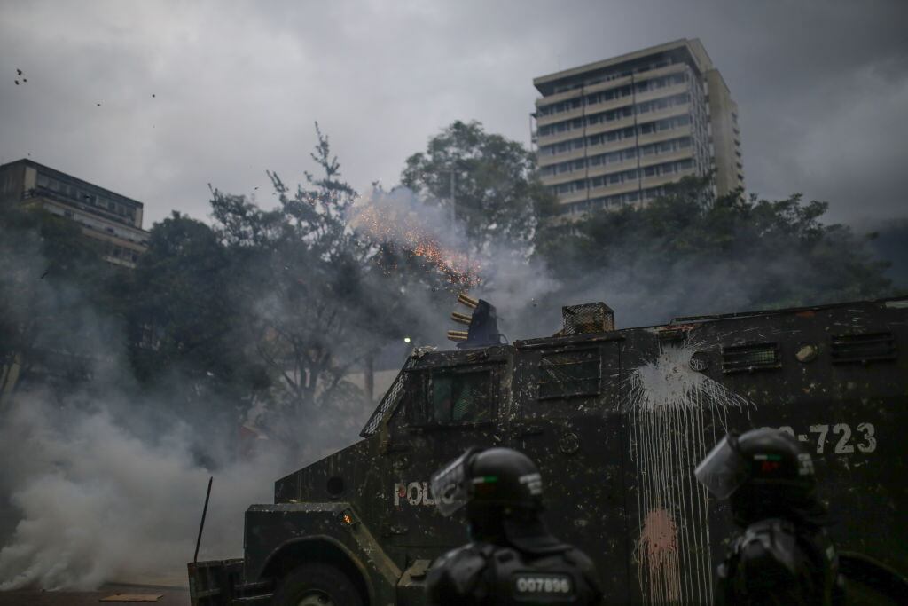 La represión policial contra quienes protestas en Bogotá