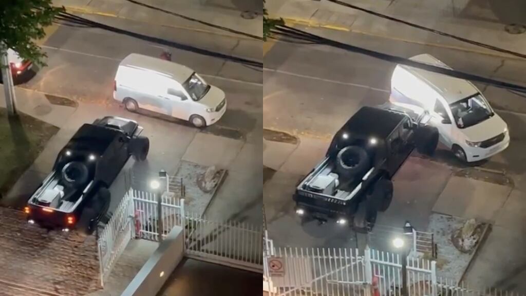 No se hizo problema: camioneta choca vehículo que entorpecía el paso en Las Condes