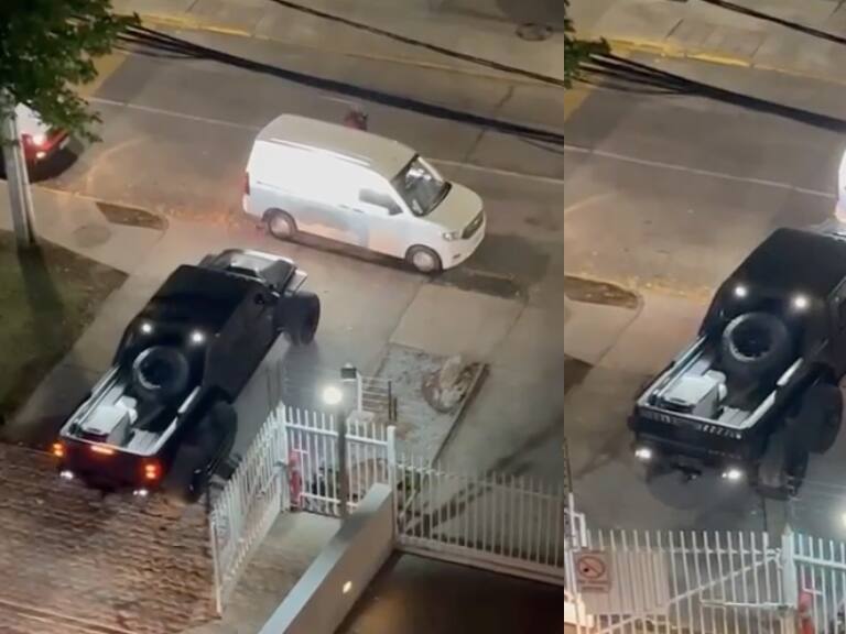 No se hizo problema: camioneta choca vehículo que entorpecía el paso en Las Condes