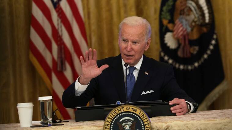 WASHINGTON, DC - JANUARY 24: U.S. President Joe Biden speaks during a meeting with the White House Competition Council in the East Room of the White House January 24, 2022 in Washington, DC. Biden discussed efforts to lower prices for Americans laid out in his July 2021 executive order on promoting competition in the economy. (Photo by Alex Wong/Getty Images)