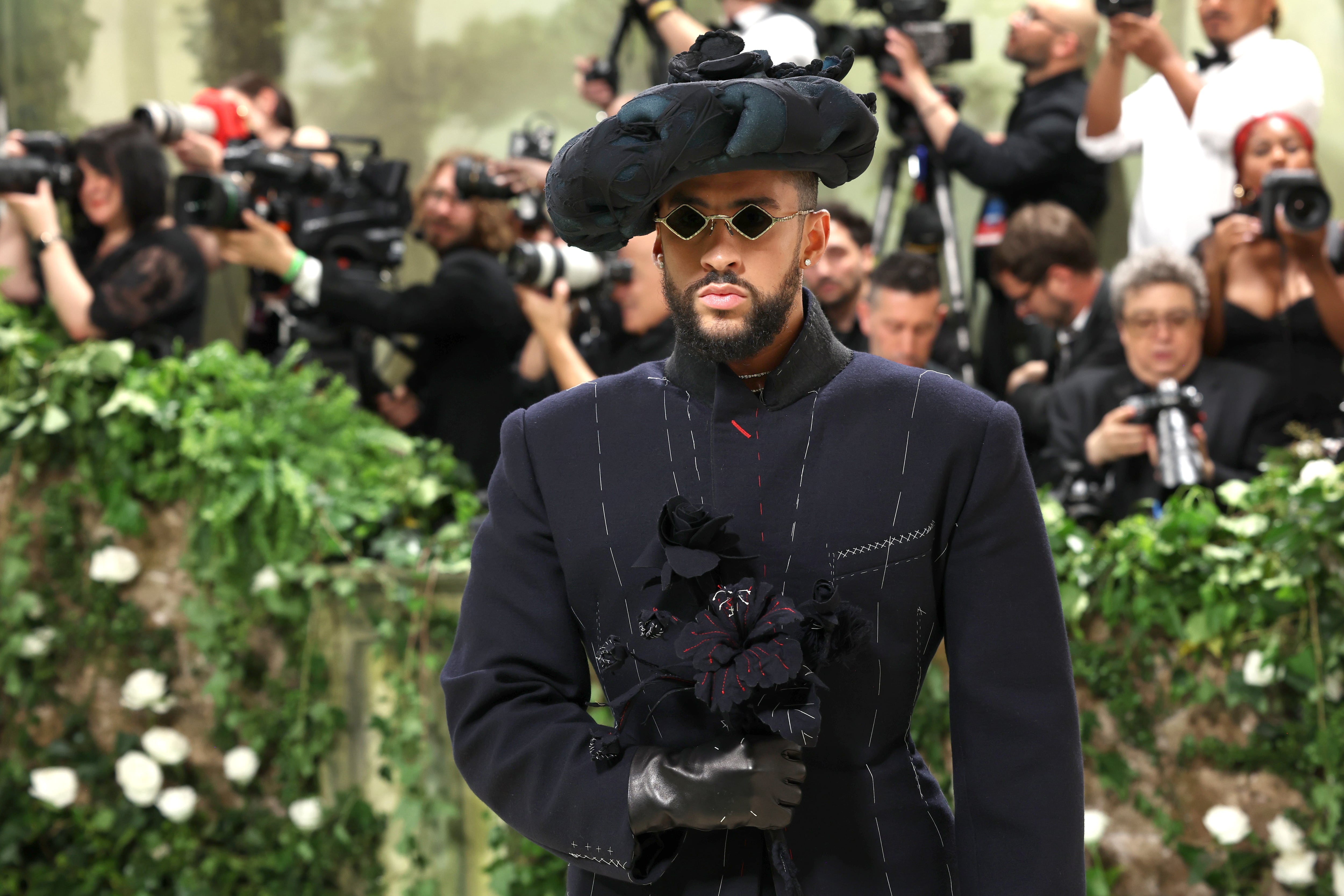 NEW YORK, NEW YORK - MAY 06: Bad Bunny attends The 2024 Met Gala Celebrating "Sleeping Beauties: Reawakening Fashion" at The Metropolitan Museum of Art on May 06, 2024 in New York City. (Photo by Marleen Moise/Getty Images)