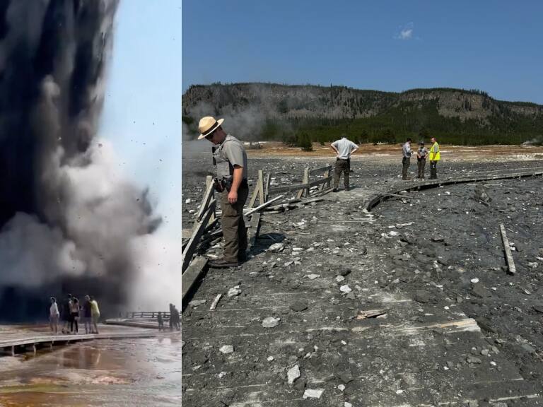 Registran sorprendente y poderosa explosión en parque de Yellowstone, Estados Unidos
