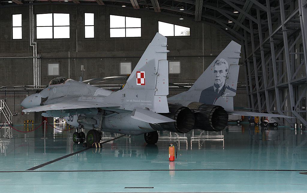 Unos aviones de combate MiG-29 en una presentación en Varsovia