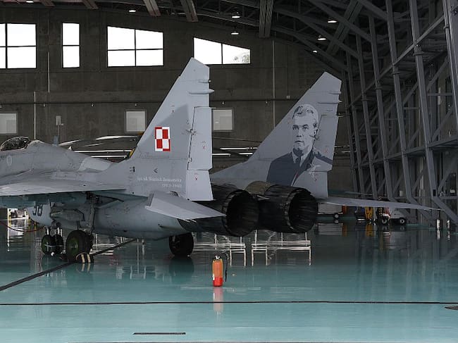 Unos aviones de combate MiG-29 en una presentación en Varsovia