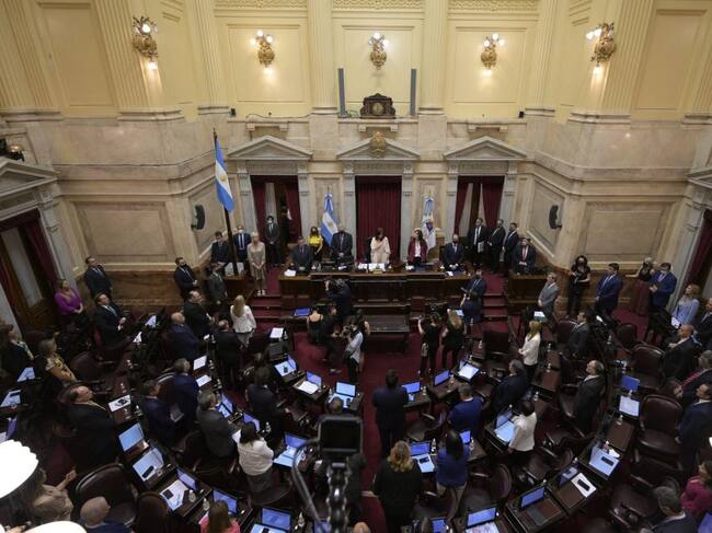 La sala del senador argentino revisa la ley de pagos al FMI