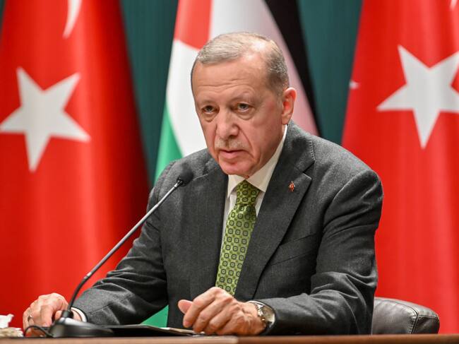 El presidente de Turquía, Recep Tayyip Erdoğan, ante la prensa en un evento oficial en la ciudad de Ankara.