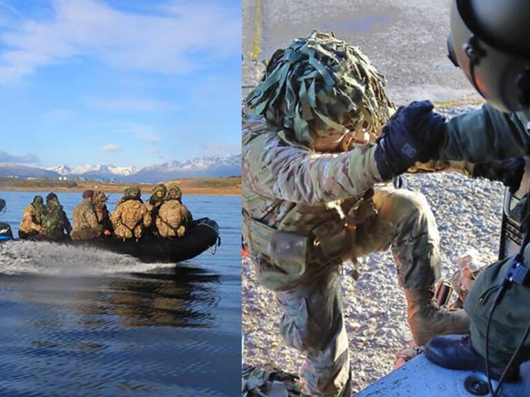 En medio de aspiración de Milei por la Antártica: militares argentinos realizan entrenamiento en el Canal Beagle frente a Chile