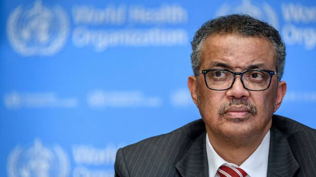 TOPSHOT - EDITORS NOTE: Graphic content / World Health Organization (WHO) Director-General Tedros Adhanom Ghebreyesus attends a daily press briefing on COVID-19 virus at the WHO headquarters in Geneva on March 11, 2020. - WHO Director-General Tedros Adhanom Ghebreyesus announced on March 11, 2020 that the new coronavirus outbreak can now be characterised as a pandemic. (Photo by Fabrice COFFRINI / AFP) (Photo by FABRICE COFFRINI/AFP via Getty Images)