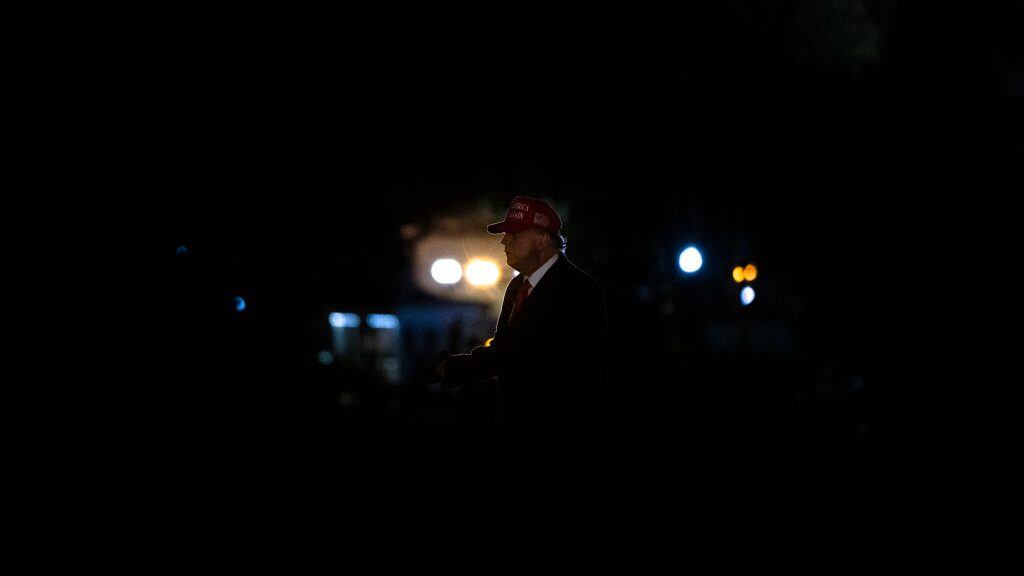 WASHINGTON, DC - NOVEMBER 03: President Donald Trump arrives at the White House on Marine One on November 3, 2020 in Washington, DC. The President is returning from his final campaign rallies before polls open for the Presidential Election. (Photo by Samuel Corum/Getty Images)