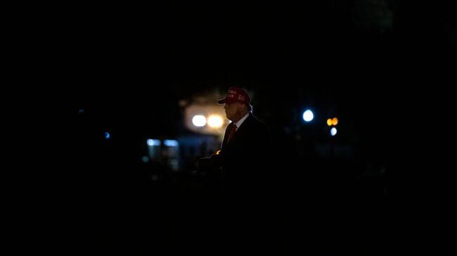 WASHINGTON, DC - NOVEMBER 03: President Donald Trump arrives at the White House on Marine One on November 3, 2020 in Washington, DC. The President is returning from his final campaign rallies before polls open for the Presidential Election. (Photo by Samuel Corum/Getty Images)