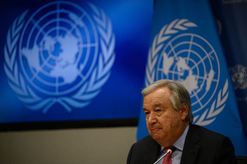 El secretario general de las Naciones Unidas, Antonio Guterres, ante la prensa