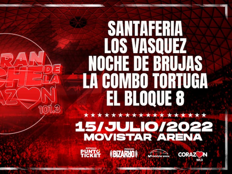 La Gran Noche de la Corazón regresa con la participación de Santaferia, Los Vásquez y Noche de Brujas