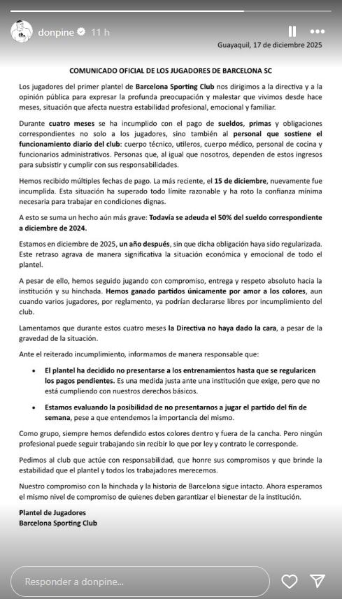 Última publicación de Mario Pineida antes de ser asesinado