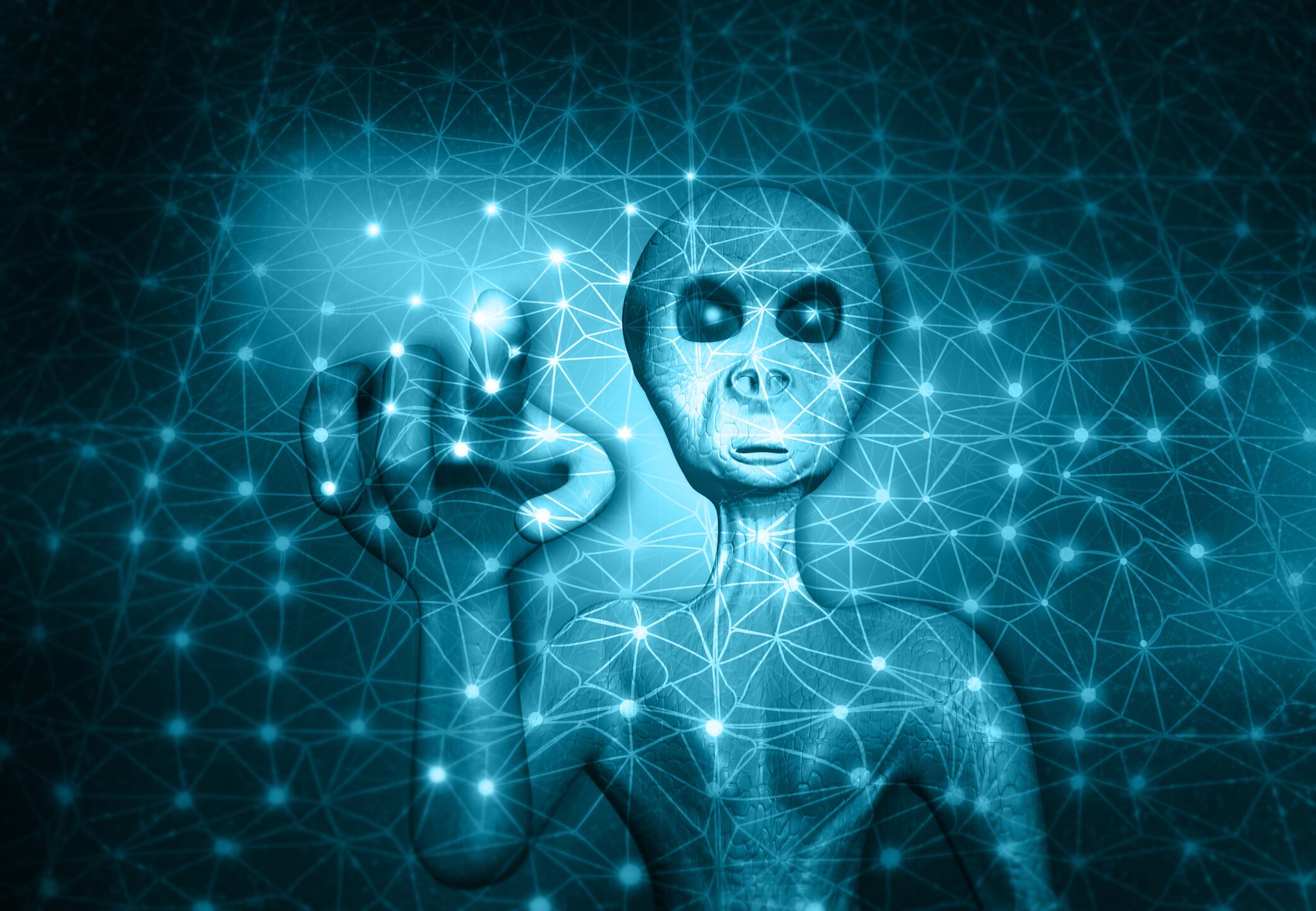 Aliens with digital signals. 3d illustration