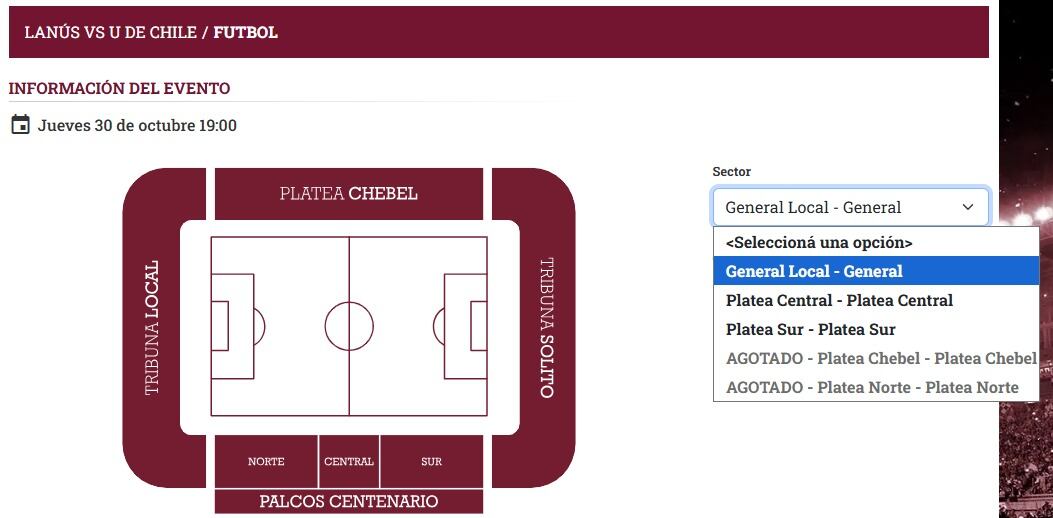 Entradas partido Lanús vs Universidad de Chile