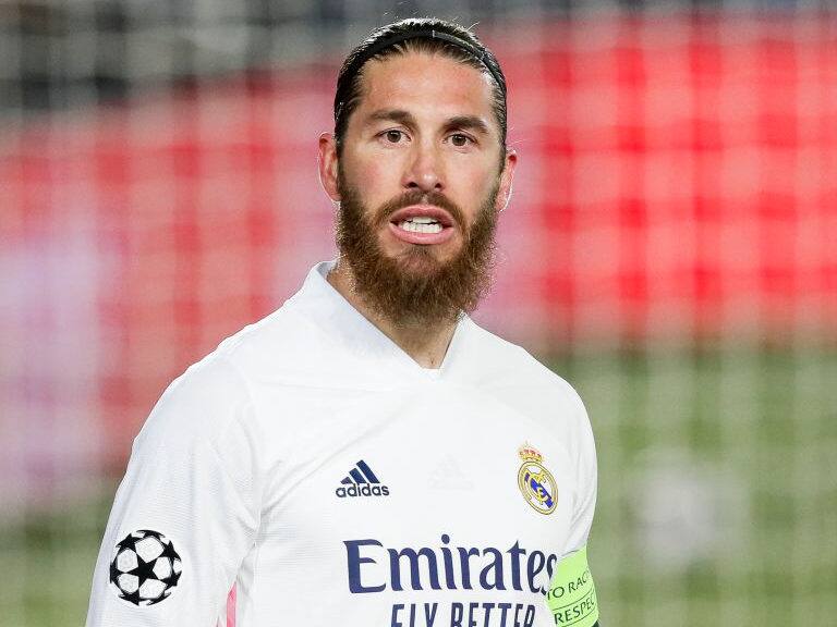 MADRID, SPAIN - MARCH 16: Sergio Ramos of Real Madrid celebrates goal 2-0 during the UEFA Champions League match between Real Madrid v Atalanta Bergamo at the Estadio Alfredo Di Stefano on March 16, 2021 in Madrid Spain (Photo by David S. Bustamante/Soccrates/Getty Images)