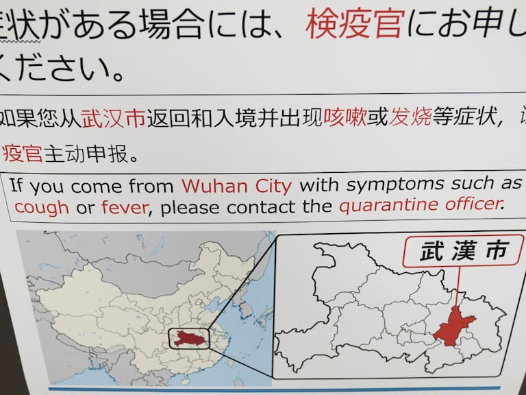 Cartel alerta de un virus detectado en Wuhan, en enero de 2020