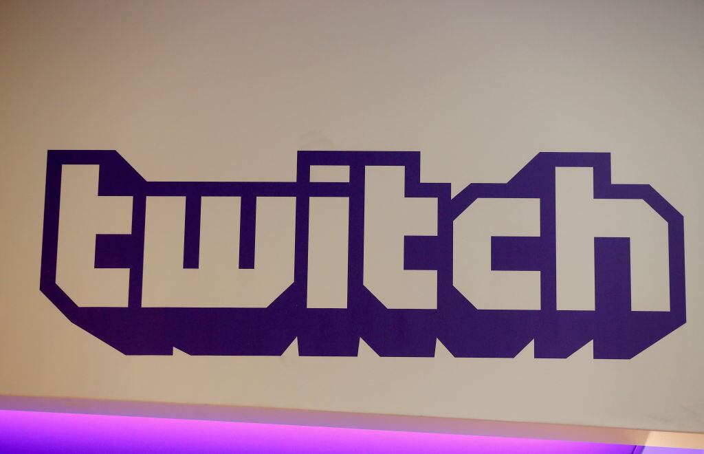 PARIS, FRANCE - OCTOBER 28: The video game streaming and VOD service logo Twitch is displayed during the 'Paris Games Week' on October 28, 2018 in Paris, France. 'Paris Games Week' is an international trade fair for video games and runs from October 26 to 31, 2018. (Photo by Chesnot/Getty Images)