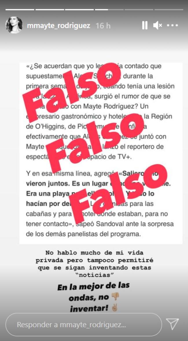 Mayte Rodríguez aclaró rumor sobre Alexis Sánchez