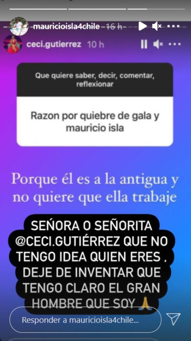 Mauricio Isla respondió a Cecilia Gutiérrez