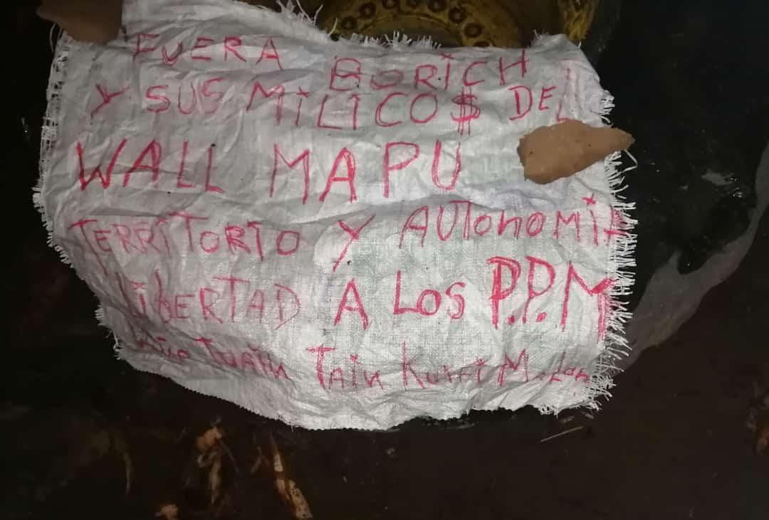 El mensaje encontrado en el lugar del ataque. / Cedida.