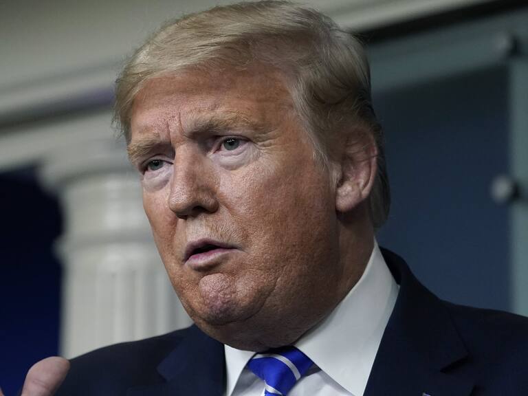 WASHINGTON, DC - APRIL 23: U.S. President Donald Trump speaks during daily briefing of the coronavirus task force at the White House on April 23, 2020 in Washington, DC. The House of Representatives passed the latest economic stimulus package that was passed earlier in the week by the U.S. Senate giving roughly 484 billion to restart a small business loan program and give more money for health care providers and virus testing. (Photo by Drew Angerer/Getty Images)