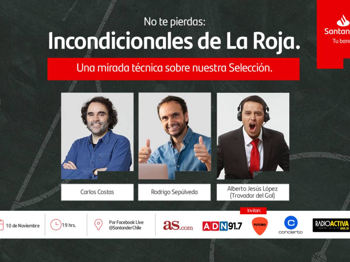 ADN, Santander, Futuro y AS presentan «Incondicionales de la Roja: la previa de Chile-Paraguay»
